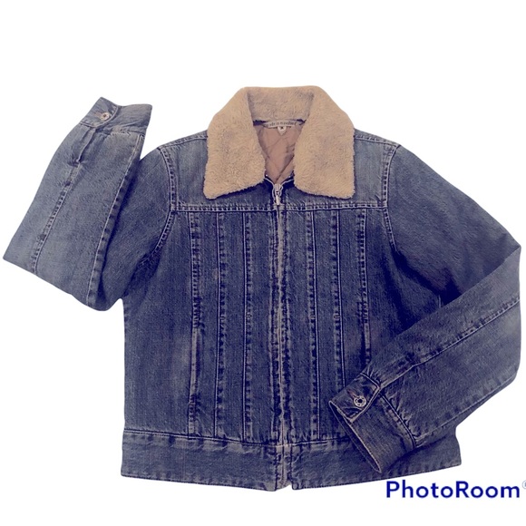 Mavi Jean Jacket, vintage Cassidy lined w/ detachable sherpa collar, L - Picture 2 of 14